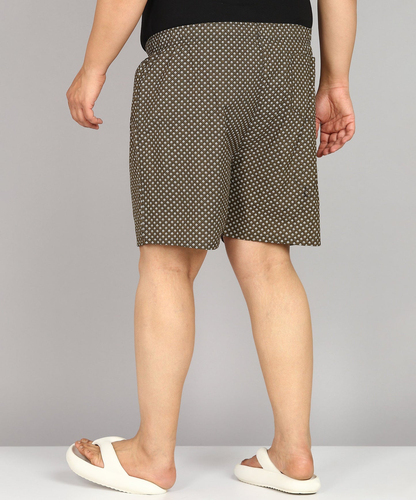 Men Plus Size Dark Green Printed Boxer