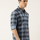 Men Blue Checked Pure Cotton Full Sleeve Casual Shirt