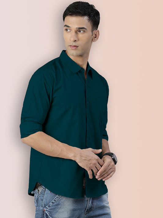 BROON Men Dark Green Printed Full Sleeve Casual Shirt