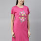 CURARE Women Printed Round Neck Fuchsia LongTees