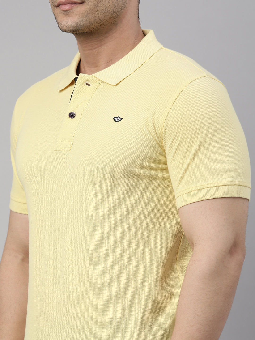 Men Yellow Solid Polo Collar T-shirt