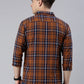Men Brown Checked Cotton Blend Casual Full Sleeve Shirt