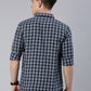 Men Dark Blue Checked Cotton Blend Casual Full Sleeve Shirt