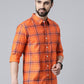 Orange Checked Pure Cotton Full Sleeve Shirt