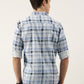 Men Blue Checked Pure Cotton Full Sleeve Casual Shirt