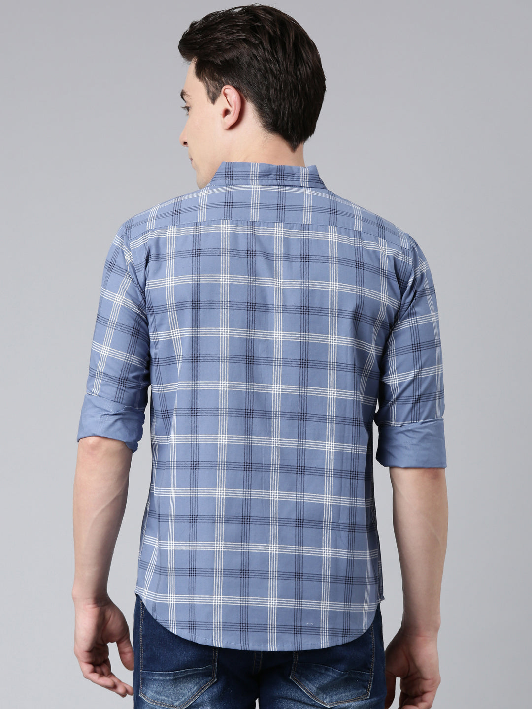 Blue Checked Pure Cotton Full Sleeve Shirt