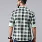 Light Green Checked Pure Cotton Casual Full Sleeve Shirt