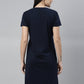 CURARE Women Printed Round Neck Navy Blue LongTees