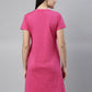 CURARE Women Printed Round Neck Fuchsia LongTees