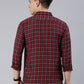 Men Maroon Checked Cotton Blend Casual Full Sleeve Shirt