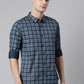 BROON Men Dark Blue Checkered Pure Cotton Full Sleeve Shirt