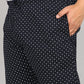 Men Plus Size Navy Blue Printed Pyjama