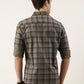 Men Grey Checked Pure Cotton Full Sleeve Casual Shirt