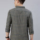 Men Green and Yellow Checked Cotton Blend Casual Full Sleeve Shirt