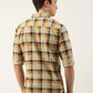 Men Beige Checked Pure Cotton Full Sleeve Casual Shirt