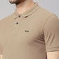 Men Beige Solid Polo Collar T-shirt