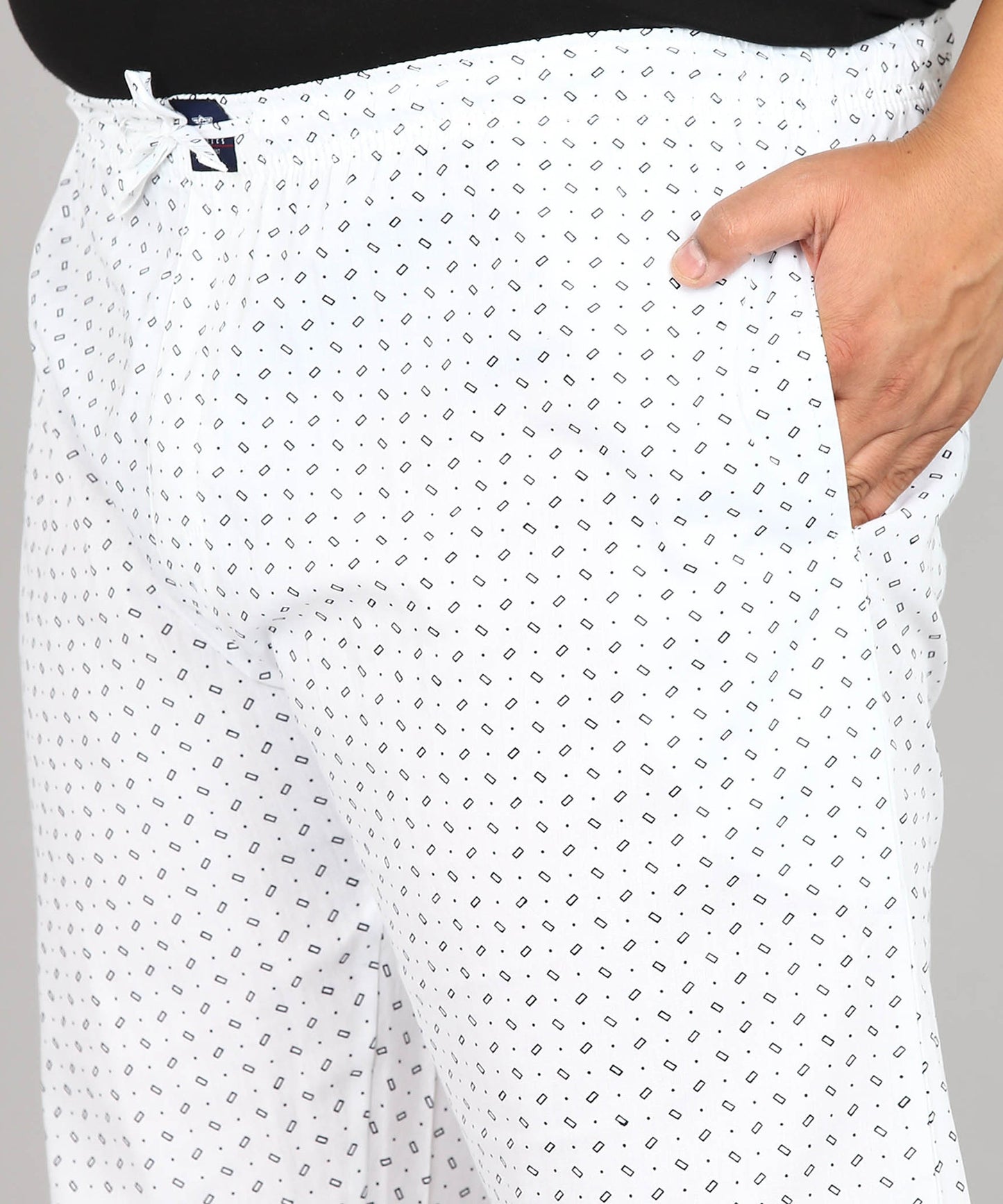 Men Plus Size White Plus Printed Pyjama