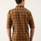 Men Mustard Checked Pure Cotton Full Sleeve Casual Shirt