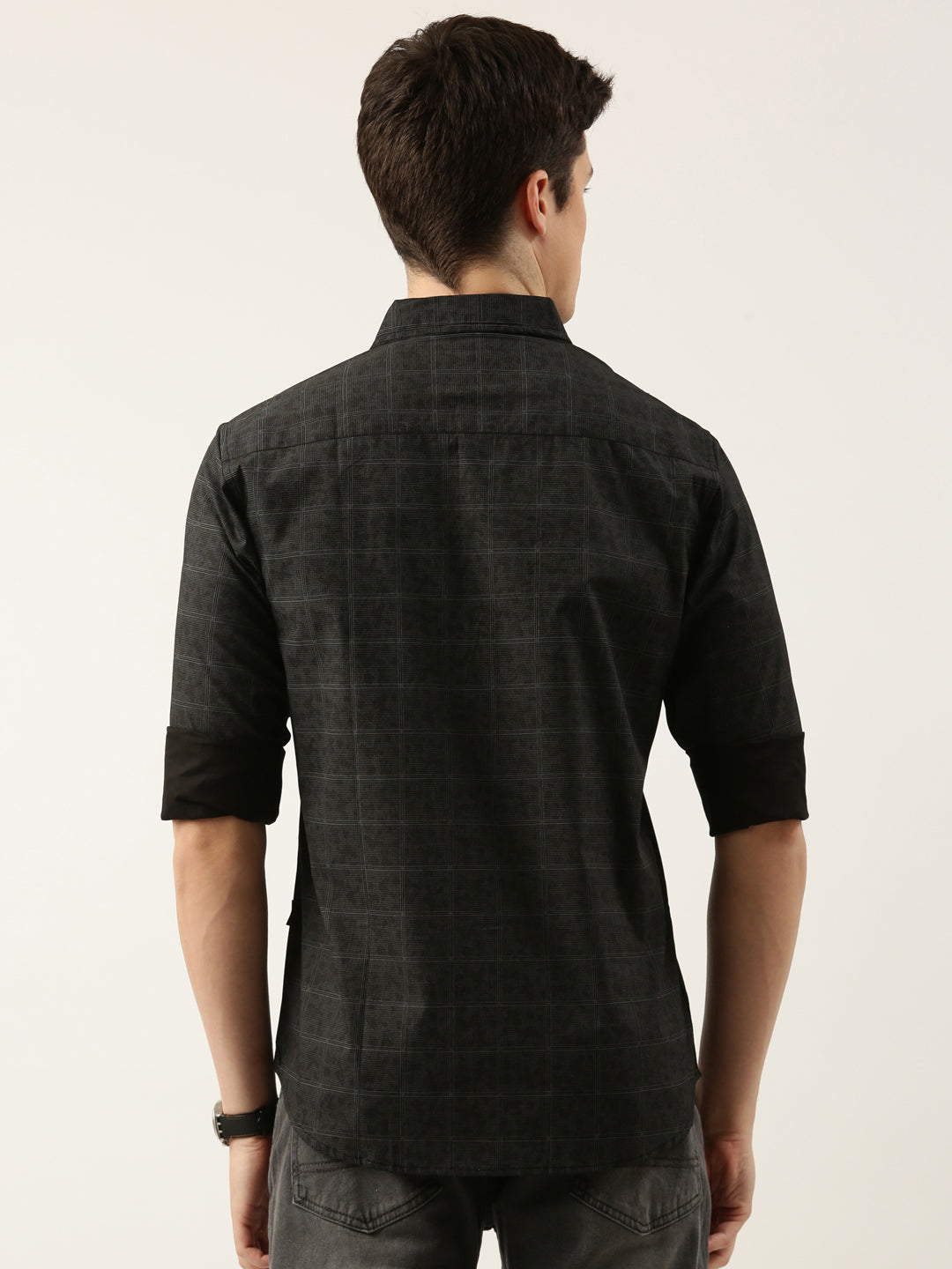 Men Black Printed Pure Cotton Full Sleeve Casual Shirt