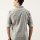 Men Grey Printed Pure Cotton Full Sleeve Casual Shirt
