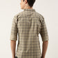 Men Beige Checked Pure Cotton Full Sleeve Casual Shirt