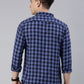 Men Navy Blue and Lavender Checked Cotton Blend Casual Full Sleeve Shirt