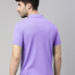 Men Lavender Solid Polo Collar T-shirt