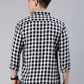 Men Black and White Checked Cotton Blend Casual Full Sleeve Shirt