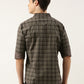 Men Dark Grey Checked Pure Cotton Full Sleeve Casual Shirt