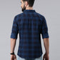 Dark Blue Checked Pure Cotton Casual Full Sleeve Shirt