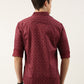 Men Maroon Printed Pure Cotton Full Sleeve Casual Shirt