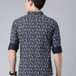 Navy printed Pure Cotton Full Sleeve Shirt