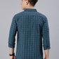 Men Green Checked Cotton Blend Casual Full Sleeve Shirt