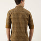 Men Brown Printed Pure Cotton Full Sleeve Casual Shirt