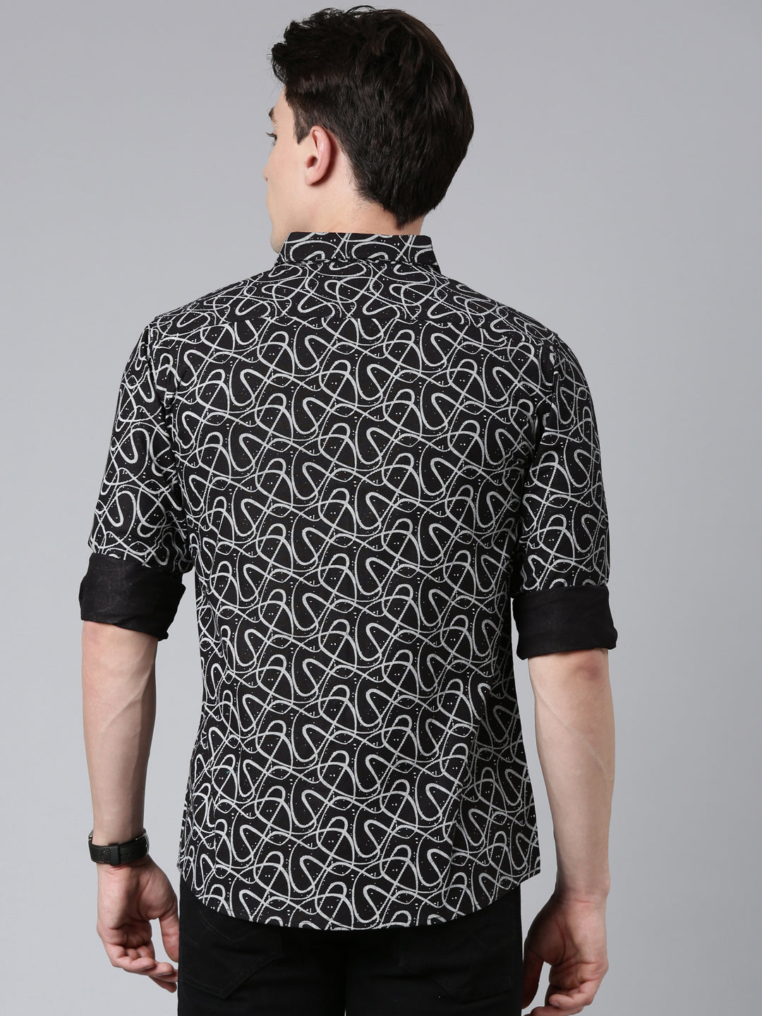 Black printed Pure Cotton Full Sleeve Shirt