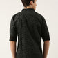 Men Black Printed Pure Cotton Full Sleeve Casual Shirt