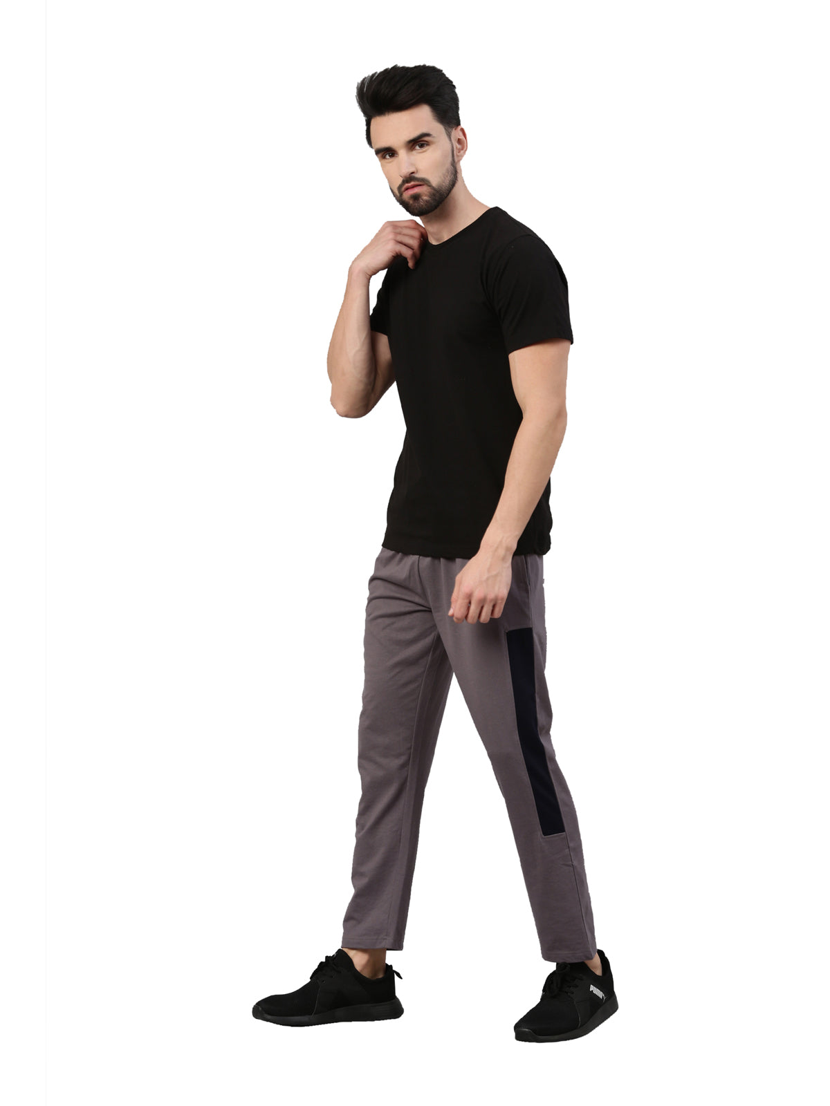 Solid Men Grey Track Pants