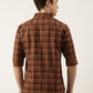 Men Brown Checked Pure Cotton Full Sleeve Casual Shirt