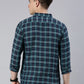 Men Navy Blue Checked Cotton Blend Casual Full Sleeve Shirt