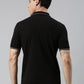 Men Solid Polo Collar Black T-shirt
