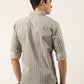 Men Beige Printed Pure Cotton Full Sleeve Casual Shirt