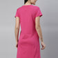 CURARE Women Printed Round Neck Fuchsia LongTees