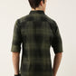 Men Olive and Black Checked Pure Cotton Full Sleeve Casual Shirt