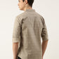 Men Beige Printed Pure Cotton Full Sleeve Casual Shirt