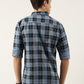 Men Blue Checked Pure Cotton Full Sleeve Casual Shirt