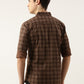 Men Brown Checked Pure Cotton Full Sleeve Casual Shirt