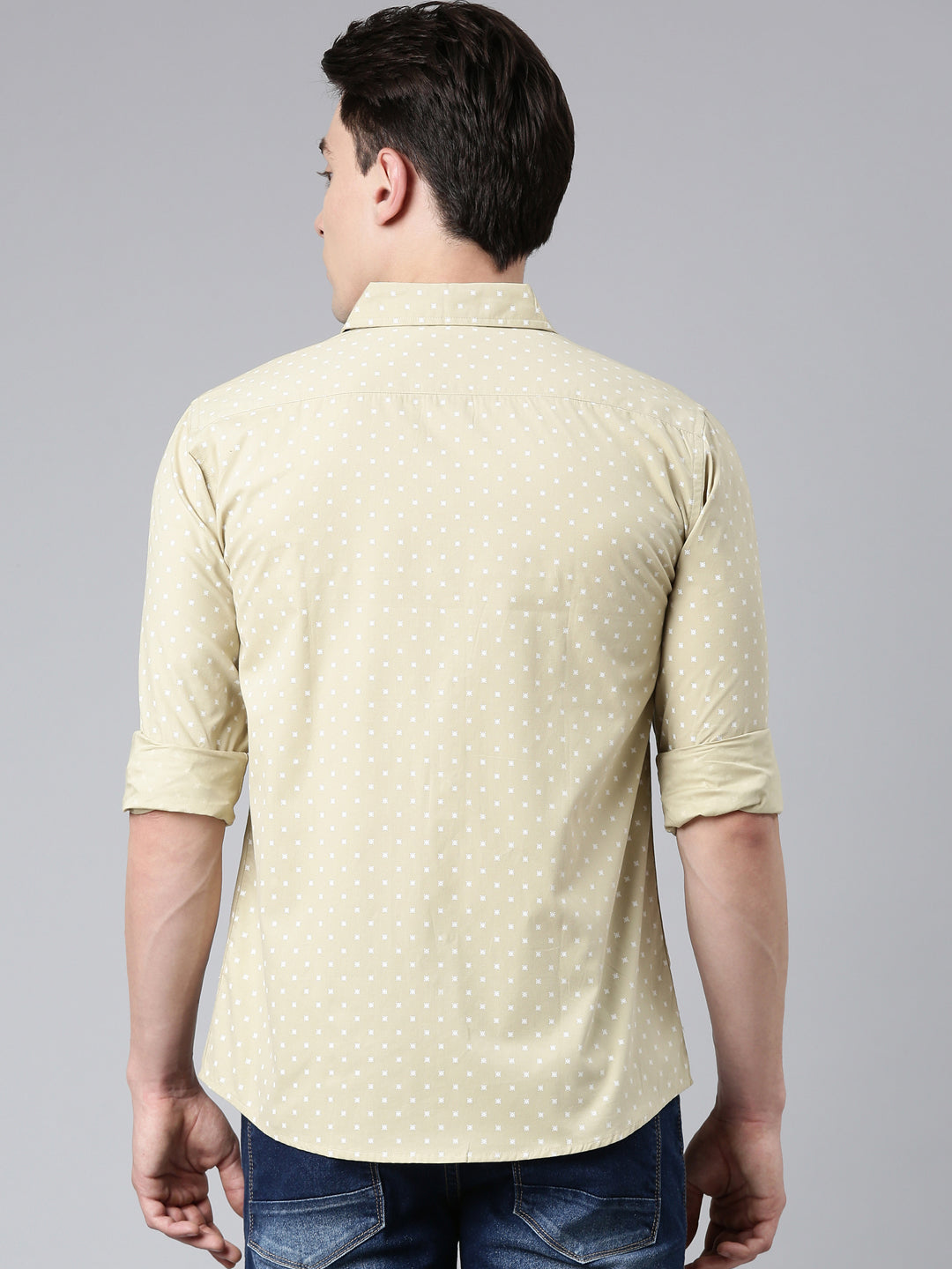 Beige printed Pure Cotton Full Sleeve Shirt