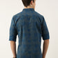 Men Dark Blue Printed Pure Cotton Full Sleeve Casual Shirt