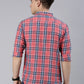 Men Navy and Red Checked Cotton Blend Casual Full Sleeve Shirt