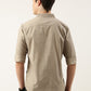 Men Beige Printed Pure Cotton Full Sleeve Casual Shirt